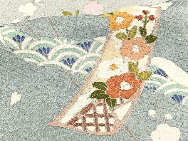 平和屋着物▽訪問着 単衣 松竹梅 短冊花文 暈し染め まるやま