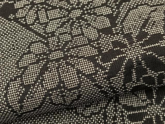 平和屋着物▽本場大島紬 白大島 単衣 9マルキ 草花文 森マツ子