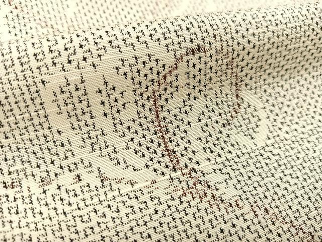 平和屋着物▽上質な紬 単衣 葡萄蔦の葉文 正絹 逸品