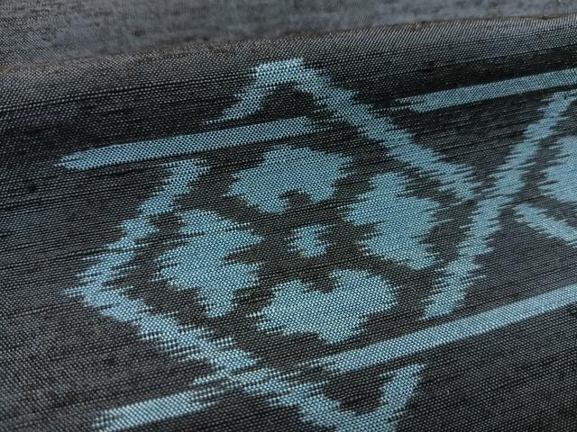 平和屋着物▽上質な紬 単衣 横段花菱文 正絹 逸品 BAAS8016yc