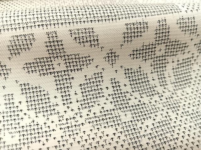 平和屋着物▽本場大島紬 単衣 白大島 9マルキ 色紙重ね花文