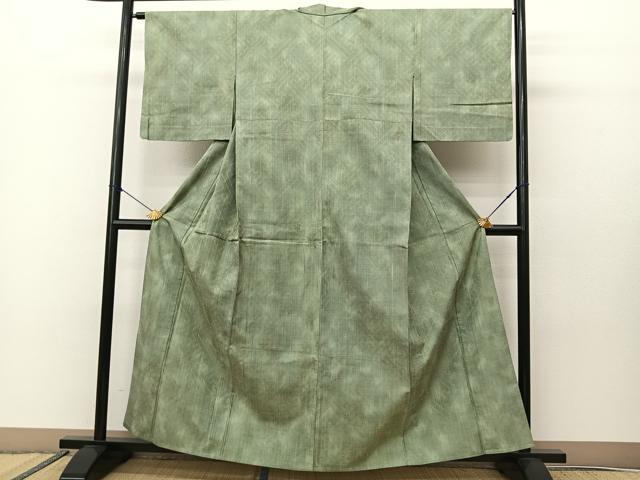 平和屋着物▽上質な紬　単衣　紗綾型文様　正絹　逸品　BAAS8029yc 平和屋着物▽上質な紬 単衣 紗綾型文様 正絹 逸品 BAAS8029yc