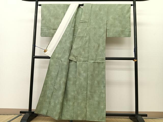 平和屋着物▽上質な紬 単衣 紗綾型文様 正絹 逸品 BAAS8029yc