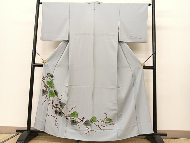 平和屋着物▽豪華色留袖　単衣　手描き　葡萄蔦の葉文　洗える最高級着物　＜英＞はなぶさ謹製　金彩　BAAS8035yc