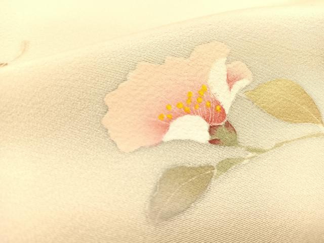 平和屋着物▽訪問着　単衣　手描き　椿　正絹　逸品　BAAS8051yc 平和屋着物▽訪問着 単衣 手描き 椿 正絹 逸品 BAAS8051yc