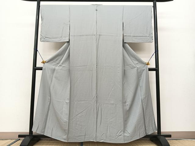 平和屋着物▽上質な色無地 単衣 横段地紋 薄雲鼠