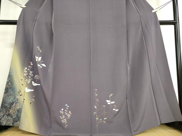 平和屋着物▽訪問着　単衣　花鳥文　暈し染め　金彩　正絹　逸品　DAAQ4509az 平和屋着物▽訪問着 単衣 花鳥文 暈し染め 金彩 正絹 逸品