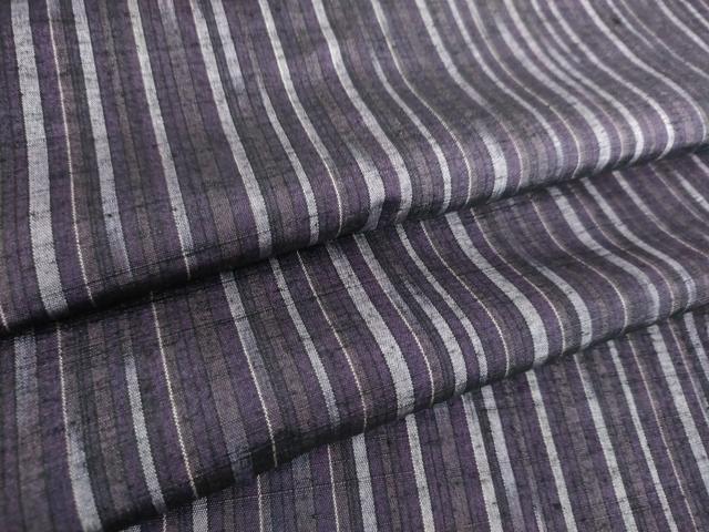平和屋着物▽上質な紬　単衣　縞　正絹　逸品　DAAQ4510az