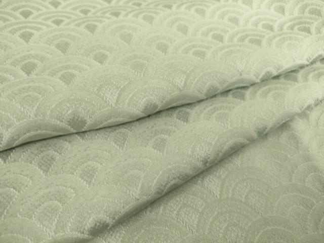 平和屋着物▽上質な色無地　単衣　青海波地紋　藍白色　正絹　逸品　DAAS0043az