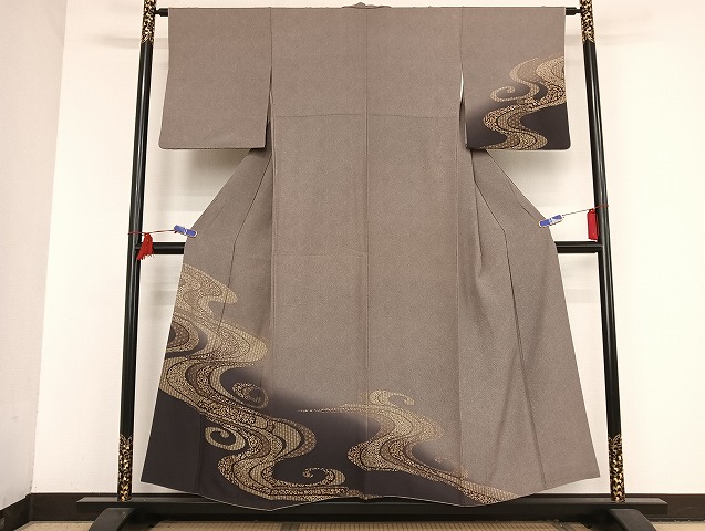 平和屋着物●印傳　訪問着　江戸小紋　流水花文　正絹　逸品　AAAT9447np