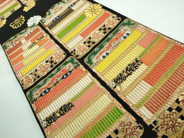 平和屋本店■極上　六通柄　本袋帯　龍村平蔵柄　源氏鎧　黒地　金糸　逸品　DZAA5406kh5 平和屋本店□極上 六通柄 本袋帯 龍村平蔵柄 源氏鎧 黒地