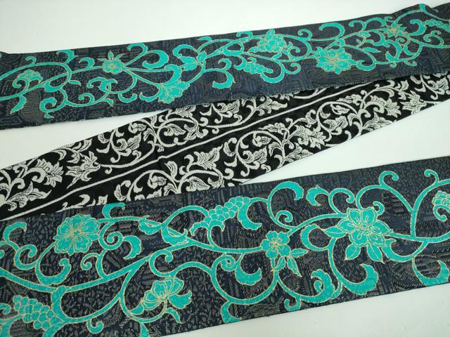 平和屋本店■極上　男性　両面　角帯　葡萄花唐草　金彩　逸品　DZAA5429kh5 平和屋本店□極上 男性 両面 角帯 葡萄花唐草 金彩 逸品 DZAA5429kh5 帯