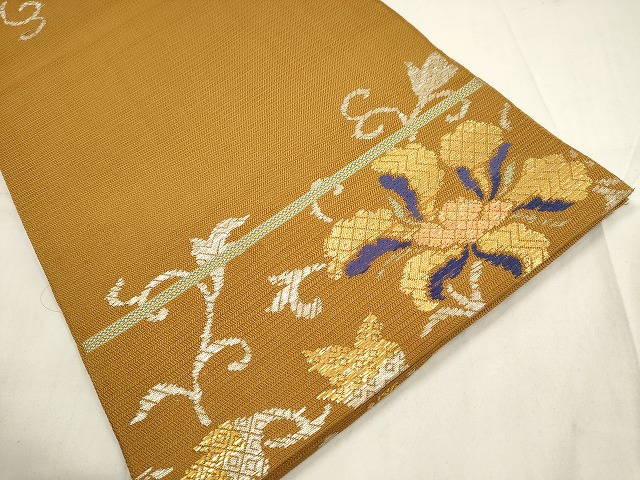 平和屋本店□最高級 龍村平蔵製 太鼓柄 本袋帯 上代紗唐草