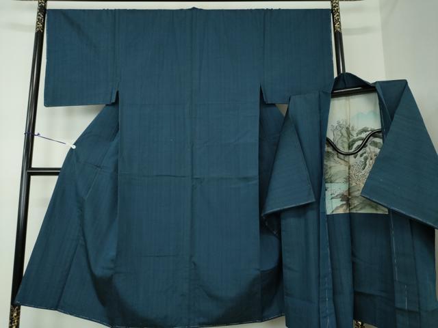 平和屋着物●男性　紬　アンサンブル　長羽織　間道　正絹　逸品　未使用　DAAS3080ps