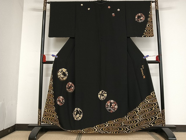 平和屋着物●澤田博司　訪問着　国宝紅白梅図屏風　黒地　金彩　やまと誂製　正絹　逸品　未使用　AAAT9458np