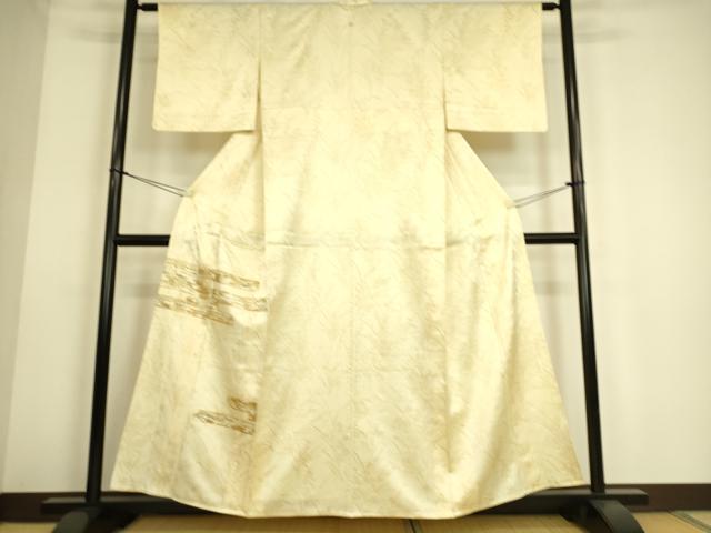 平和屋着物▽訪問着　単衣　駒刺繍　霞花文　金彩　正絹　逸品　DAAS0138az