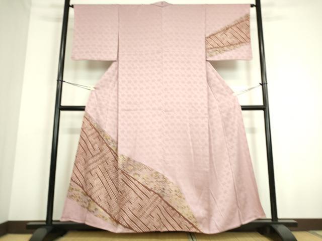 平和屋着物▽訪問着　単衣　絞り　花唐草文　金彩　正絹　逸品　未使用　DAAS0155az