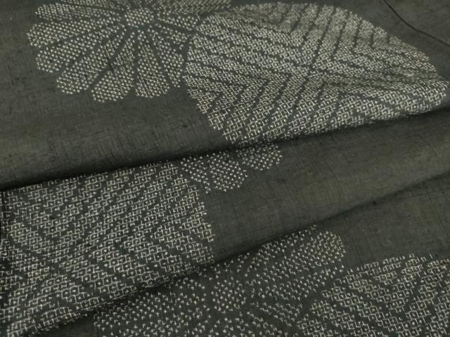 平和屋着物▽結城紬　単衣　菊文　100亀甲　飛び亀甲柄　正絹　逸品　DAAS0142az