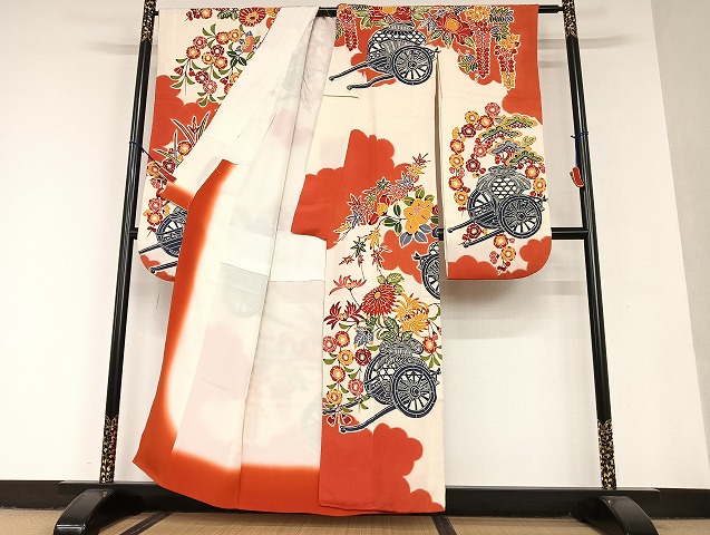 平和屋着物○和染紅型 栗山紅型 栗山吉三郎 振袖 型染め 飛鶴