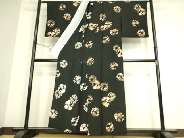 平和屋着物○上質な小紋 市松吉祥文 黒地 正絹 逸品 CAAT6973vf