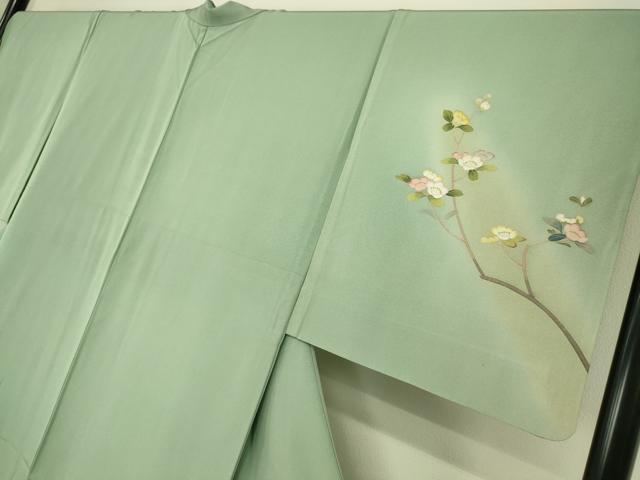 平和屋着物▽訪問着　単衣　友禅　作家物　枝花文　暈し染め　さが美扱い　正絹　逸品　DAAS0198az_2