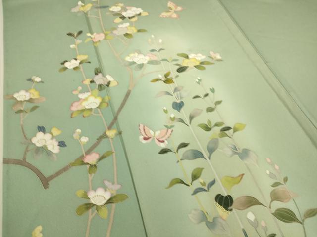 平和屋着物▽訪問着　単衣　友禅　作家物　枝花文　暈し染め　さが美扱い　正絹　逸品　DAAS0198az_4