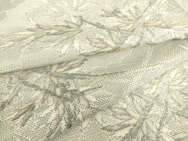平和屋着物▽本場大島紬　白大島　単衣　雲取り枝葉文　120亀甲　正絹　逸品　DAAS0263az