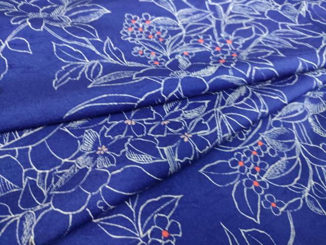 平和屋着物▽小紋　単衣　草花文　洗える着物　DAAS0268az