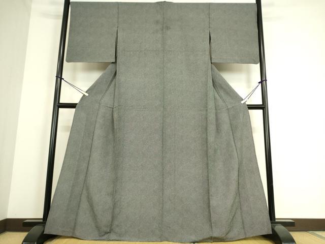 平和屋着物▽江戸小紋　単衣　鮫小紋柄　黒地　正絹　逸品　DAAS0284az_1