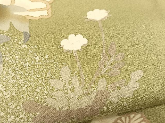 平和屋着物▽訪問着　単衣　刺繍　草花文　金彩　正絹　逸品　BAAS8184yc_5