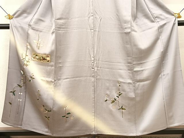 平和屋着物▽訪問着 単衣 秋草文 暈し染め 金銀彩 正絹