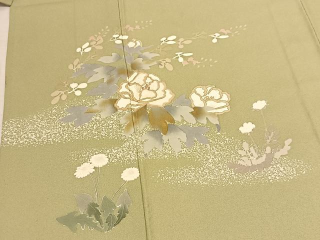 平和屋着物▽訪問着　単衣　刺繍　草花文　金彩　正絹　逸品　BAAS8184yc_3