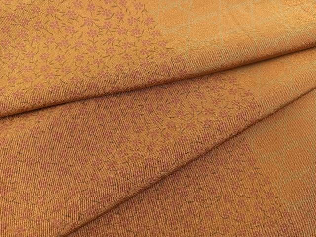 平和屋着物▽上質な小紋　単衣　竹垣花文　正絹　逸品　BAAT0620yc