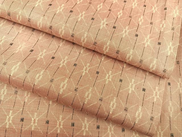 平和屋着物▽上質な紬　単衣　菱文　正絹　逸品　BAAT1125hv