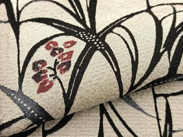 平和屋着物▽上質な小紋 単衣 草花文 正絹 逸品 BAAT1140hv