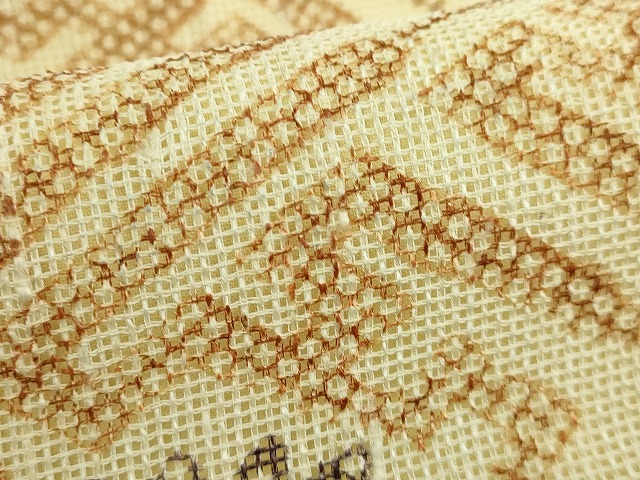 平和屋本店■極上　夏物　摺型友禅　京都　多ち花　九寸開き名古屋帯　紗綾形花文　逸品　DZAA5714kh5