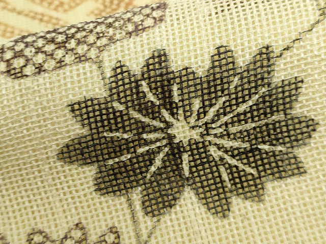 平和屋本店■極上　夏物　摺型友禅　京都　多ち花　九寸開き名古屋帯　紗綾形花文　逸品　DZAA5714kh5