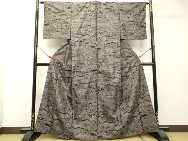 平和屋着物●本場大島紬　9マルキ　風景文　正絹　逸品　DAAS2216tw 平和屋着物○本場大島紬 9マルキ 風景文 正絹 逸品 DAAS2216tw