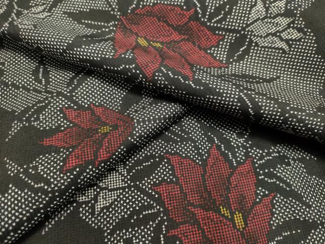 平和屋着物●本場大島紬　7マルキ　雪輪草花文　正絹　逸品　DAAS2215tw