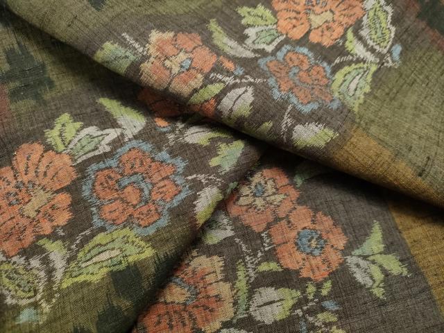 平和屋着物●小千谷紬　草花文　正絹　逸品　未使用　DAAS2258tw