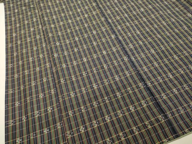 平和屋着物●上質な紬　絣格子　正絹　逸品　DAAS2302tw