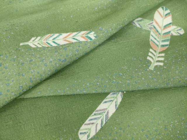 平和屋着物▽小紋　単衣　舞羽根文　洗える着物　DAAS0356az