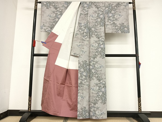 平和屋着物○上質な紬 市松吉祥文 金彩 正絹 逸品 CAAQ9071vf