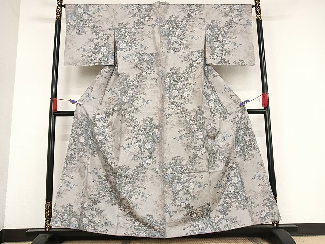 平和屋着物●本場大島紬　白大島　7マルキ　総絣　雲取り花文　正絹　逸品　DAAS3983ps 平和屋着物○本場大島紬 白大島 7マルキ 総絣 雲取り花文