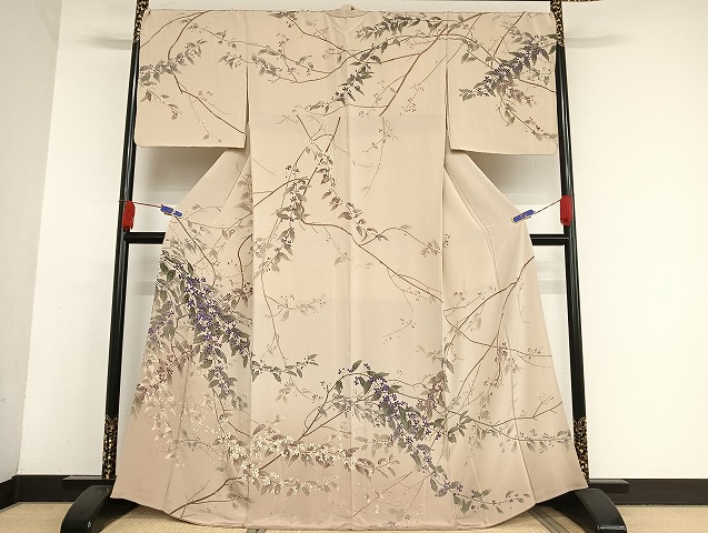 平和屋着物○訪問着 友禅 刺繍 小紫 金糸 金彩 正絹 逸品 AAAU4214np