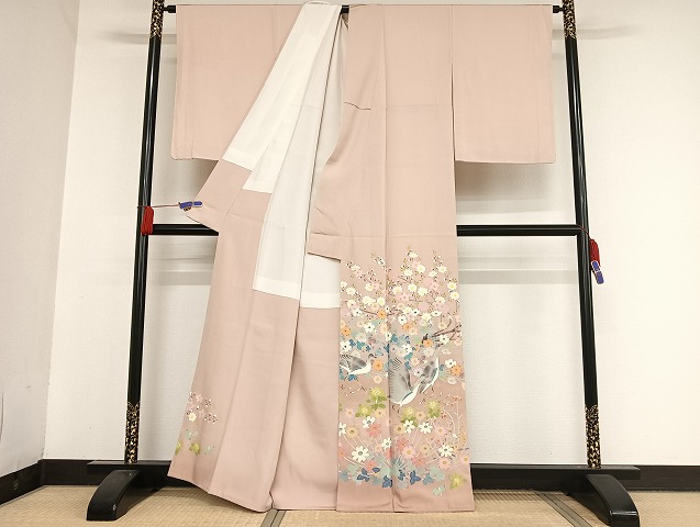 平和屋着物●本加賀友禅作家　百貫華峰　色留袖　松竹梅群れ鳥文　暈し染め　高島屋扱い　正絹　逸品　AABD9844ph 平和屋着物○本加賀友禅作家 百貫華峰 色留袖 花鳥文