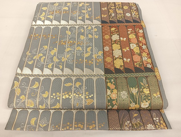 平和屋着物●「美しいキモノ」お馴染みのメーカー　となみ織物　匠粋　六通柄袋帯　吉祥草花文　金銀糸　正絹　逸品　AAAU4231np