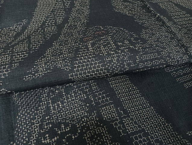 平和屋着物○結城紬 80亀甲 雪輪短冊文 正絹 逸品 AAAU4227np