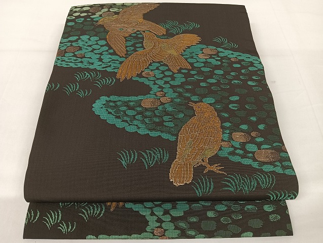 平和屋着物○アンティーク 大正ロマン 六通柄 京袋帯 駒刺繍 乱菊 南