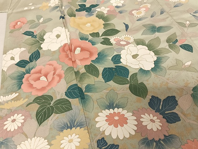 平和屋着物○訪問着 草花文 金銀彩 正絹 逸品 未使用 AAAU4268np